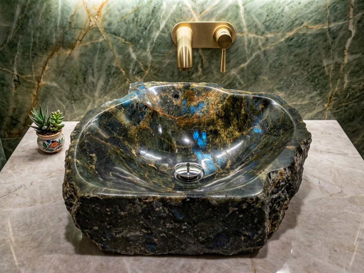 Labradorite | Sinks | Rare Design | Natural Stone | Precious Stone | Engineered Stone | Orange Count (OC)
