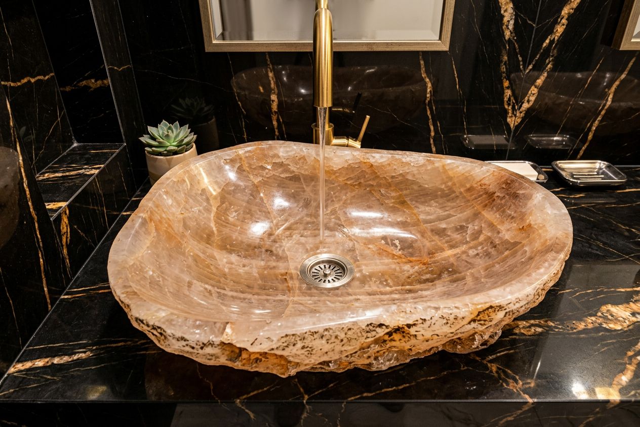 Hematoid Crystal | Sinks | Rare Design | Natural Stone | Precious Stone | Engineered Stone | Orange Count (OC)