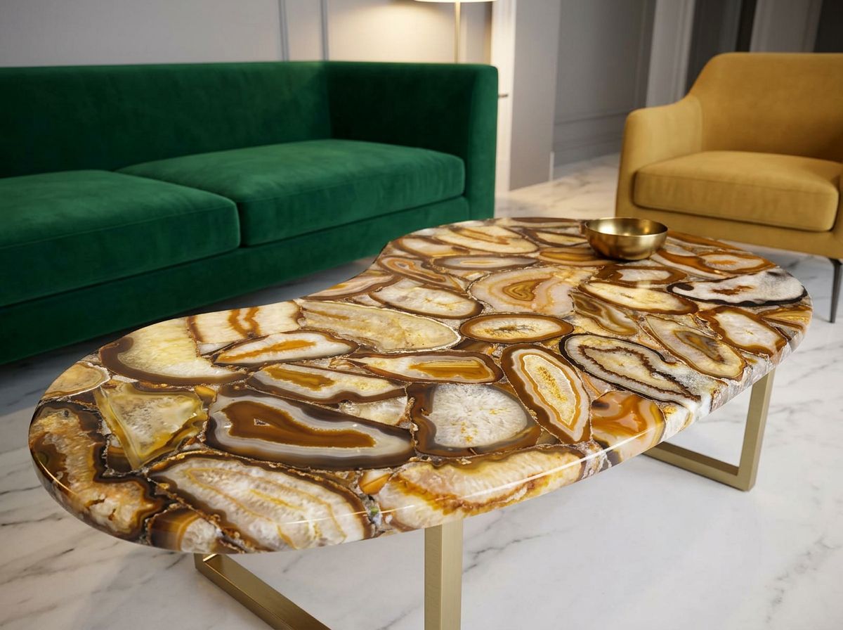 Brown Agate Wild | Stone Tables | Rare Design | Coffee Tables | Study Tables | Quartz | Orange Count (OC)