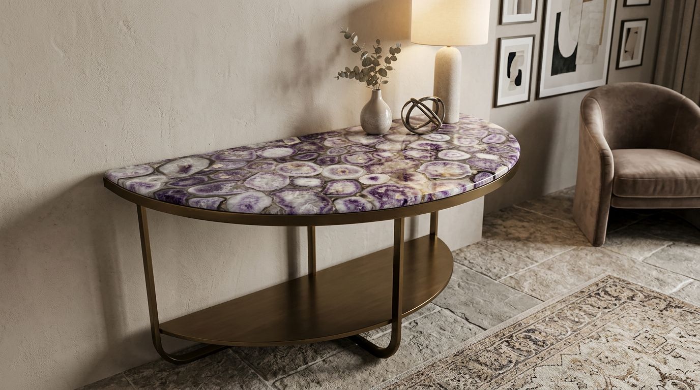 Purple Agate | Stone Tables | Rare Design | Coffee Tables | Study Tables | Quartz | Orange Count (OC)