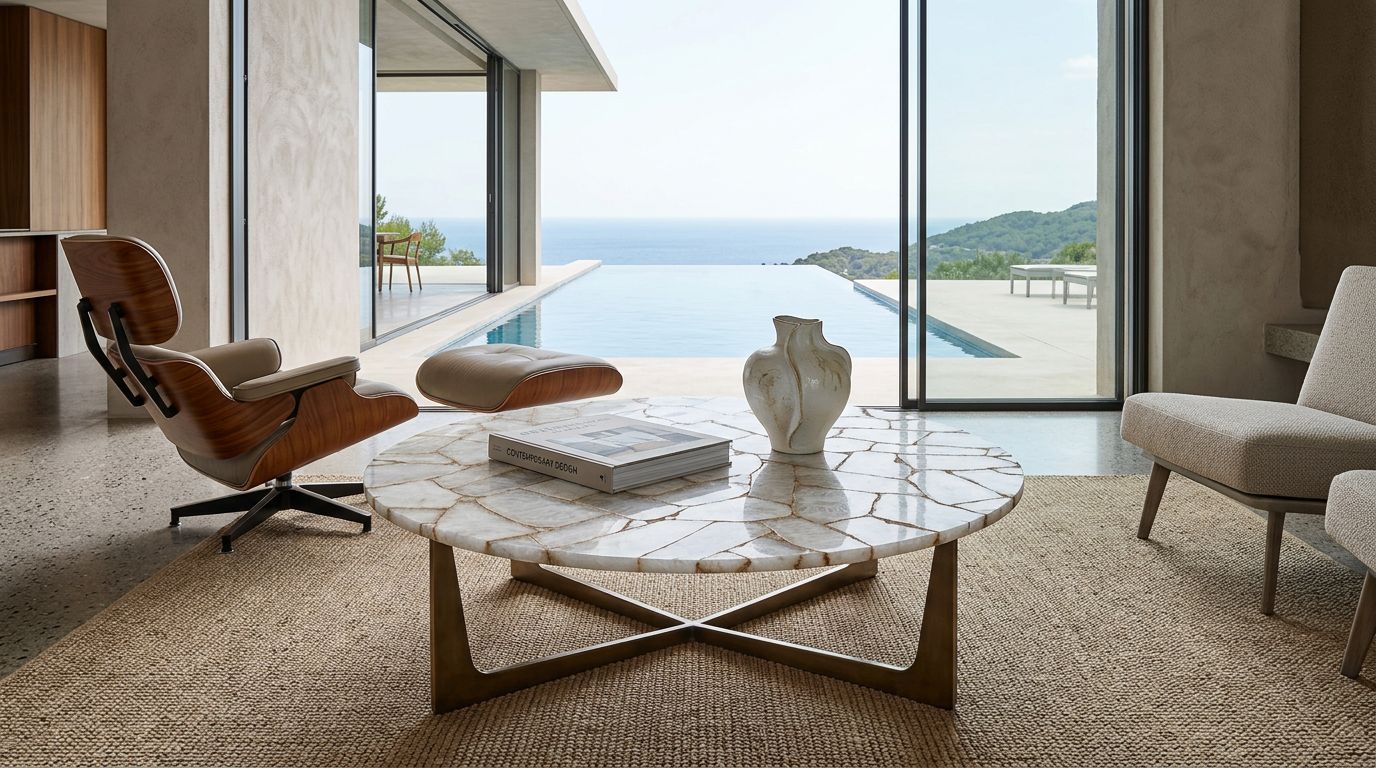 Crystal White Wild Agate | Stone Tables | Rare Design | Coffee Tables | Study Tables | Quartz | Orange Count (OC)