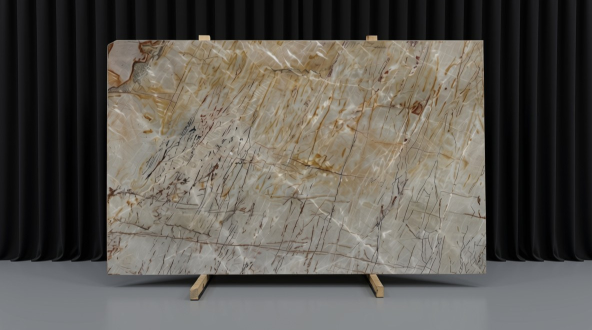 Golden Fantasy | Quartzite | Kitchen Counter tops | Bathroom | Floor and Walls | Slabs | Orange Count (OC)