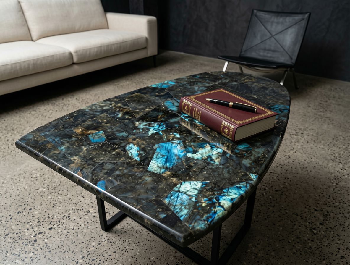 Labradorite | Stone Tables | Rare Design | Coffee Tables | Study Tables | Quartz | Orange Count (OC)