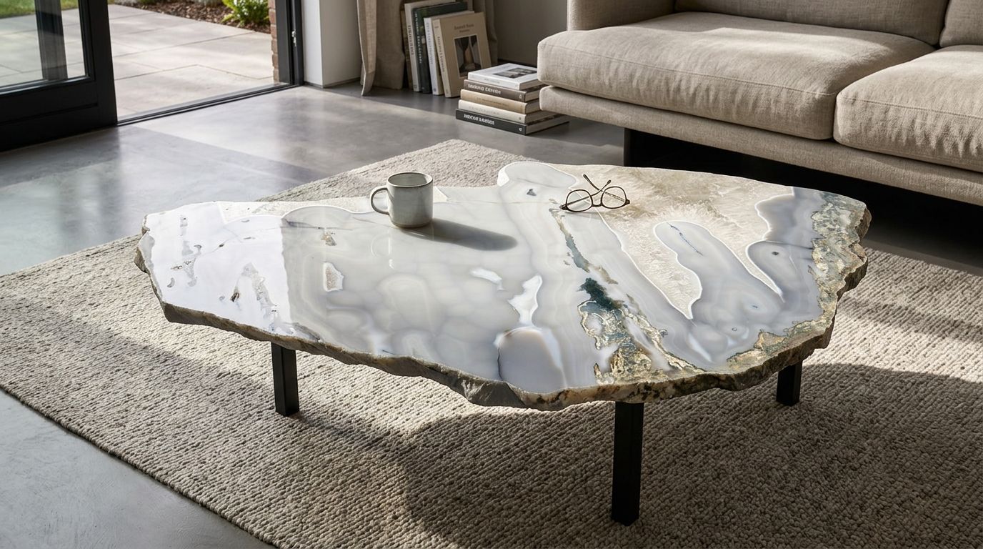Moss Agate | Stone Tables | Rare Design | Coffee Tables | Study Tables | Quartz | Orange Count (OC)