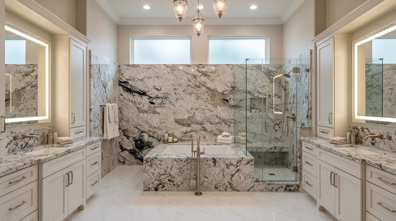 Arctic White granite in a bathroom