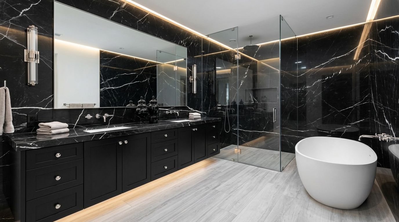 Calacatta Black in a bathroom