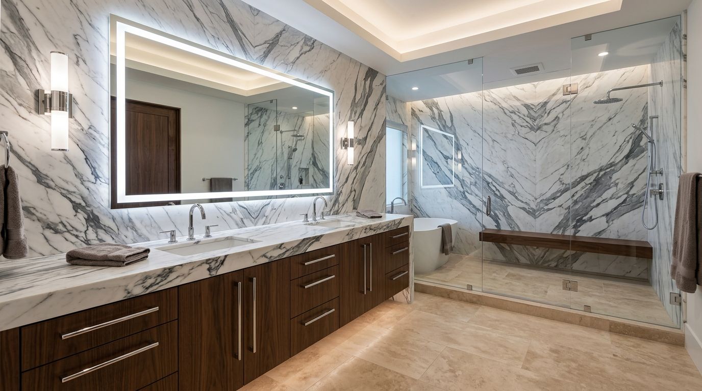 Calacatta Corchia in a bathroom