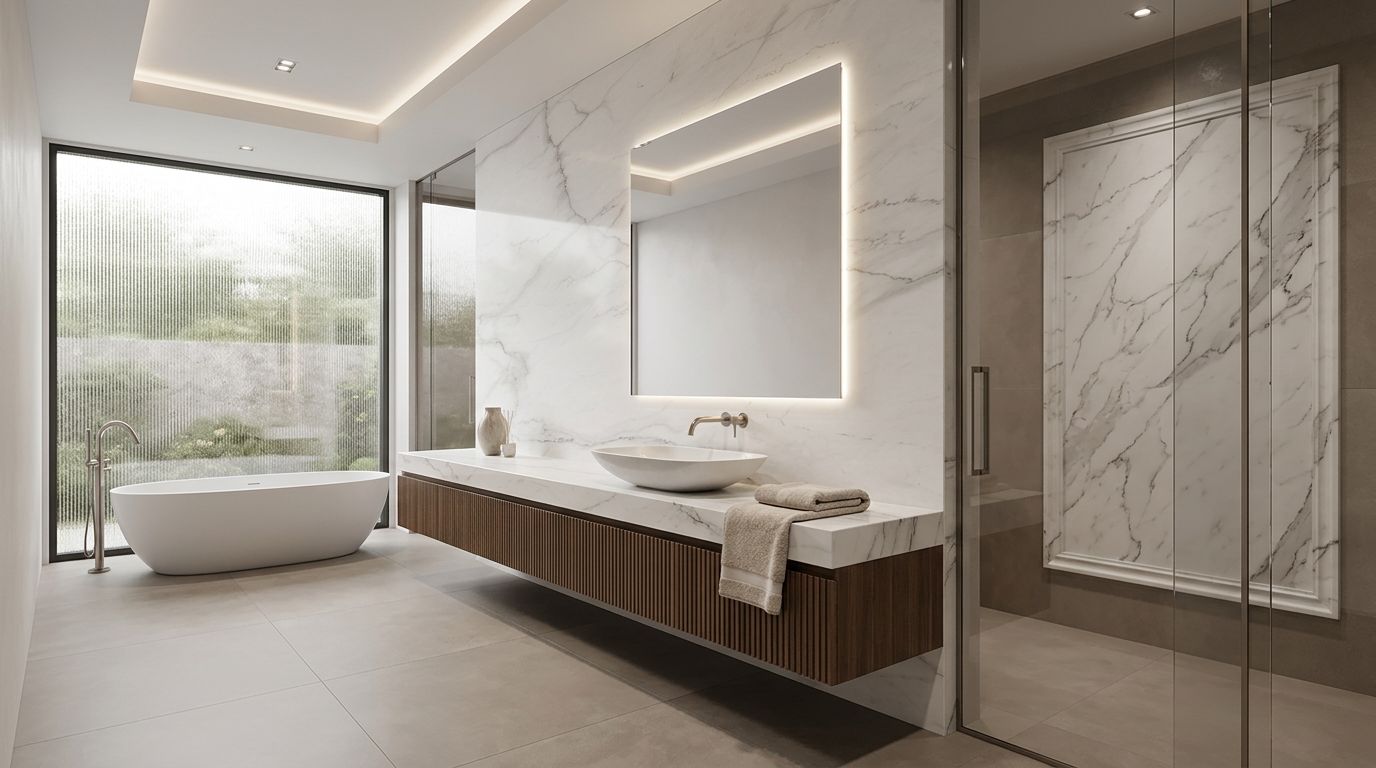 Calacatta Lincoln in a bathroom