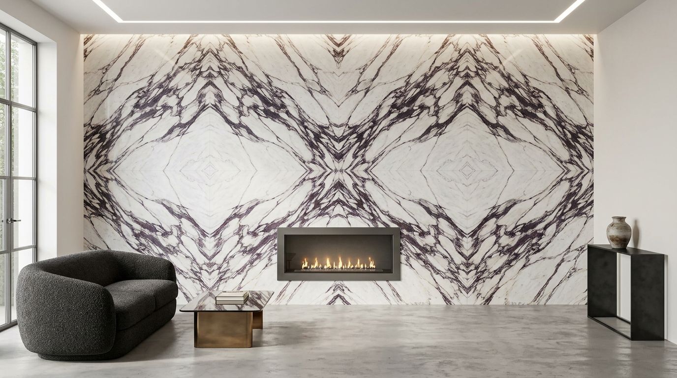 Calacatta Viola in a living room