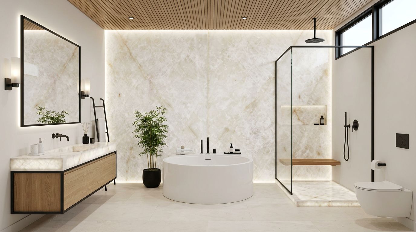 Cristallo Rosa in a bathroom