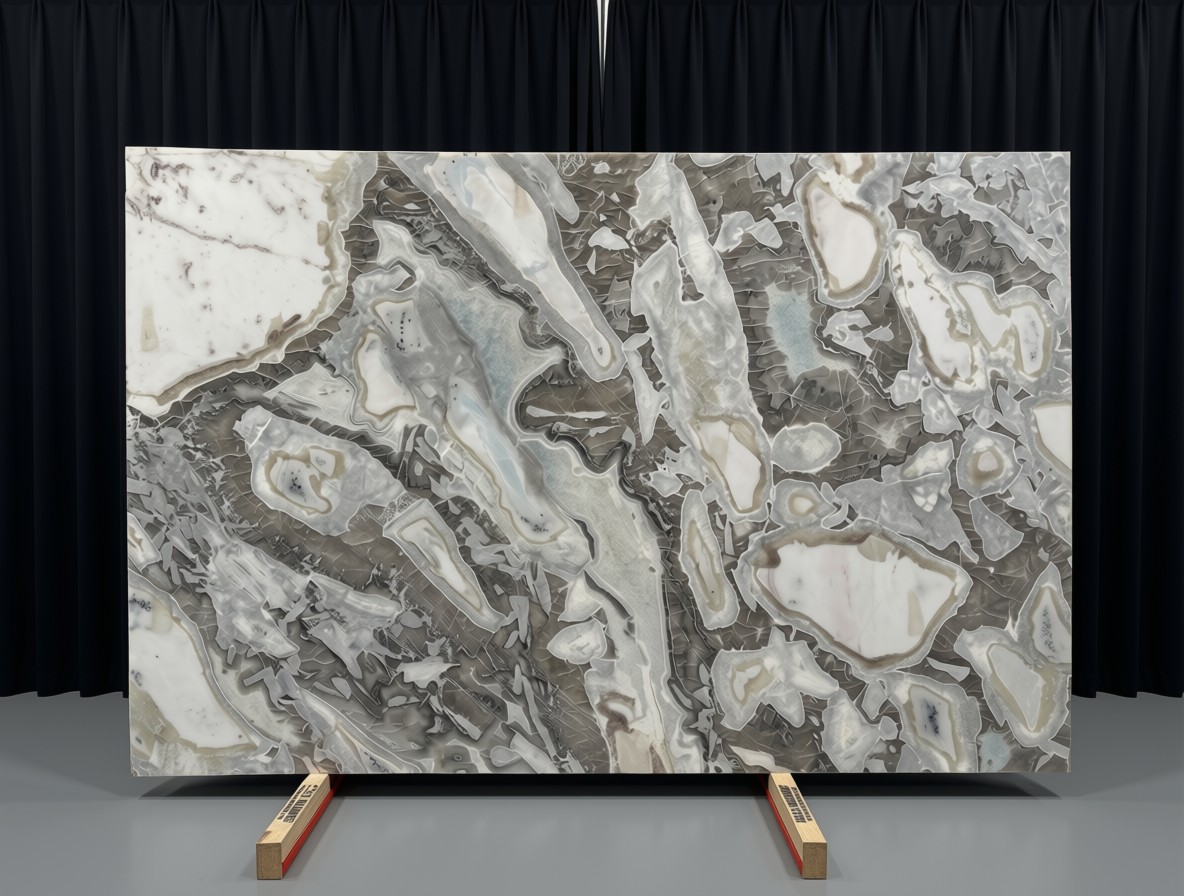 Dover White slab, Polished