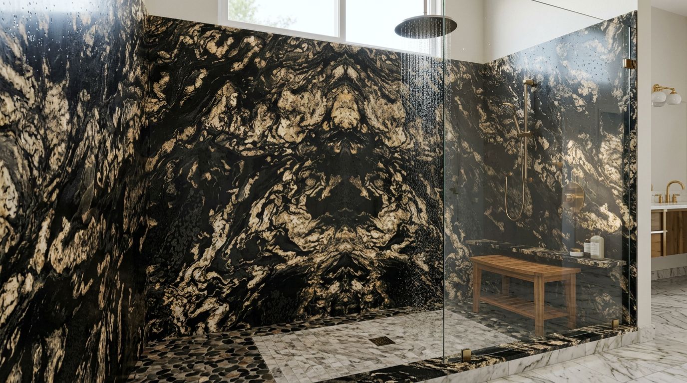Titanium granite bathroom
