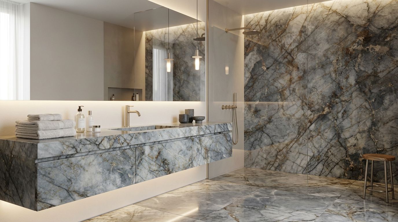Granito Blu Ande in a bathroom