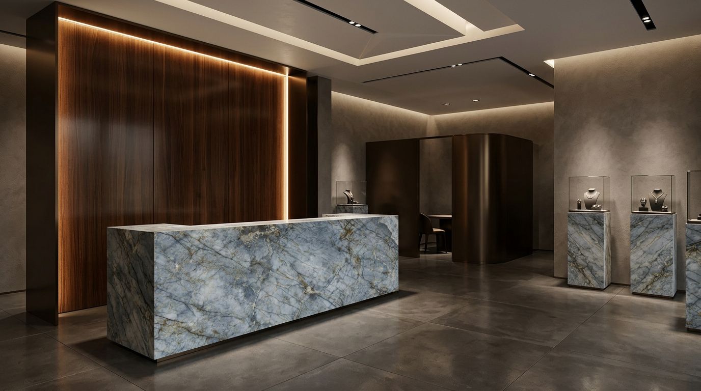 Granito Blu Ande in a commercial space