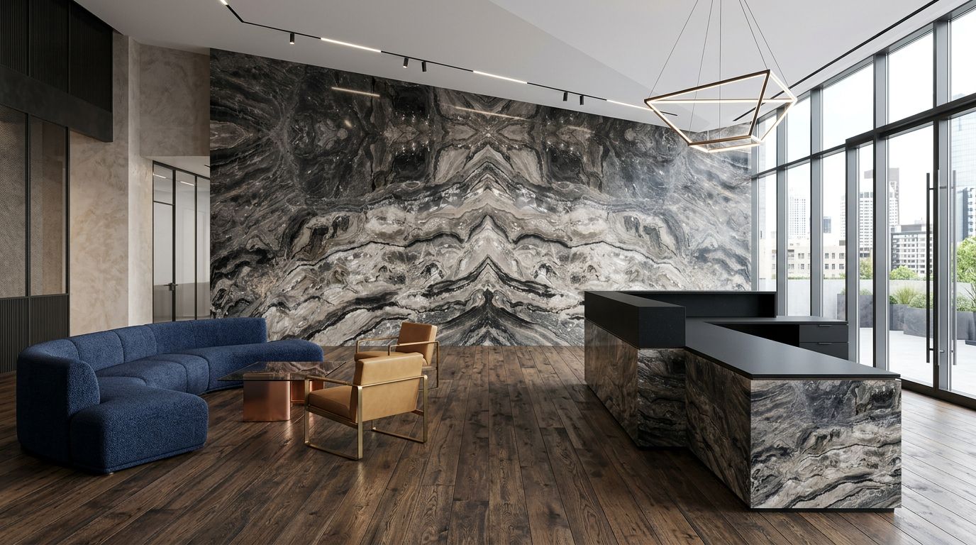 Arabescato Grigio in a commercial space