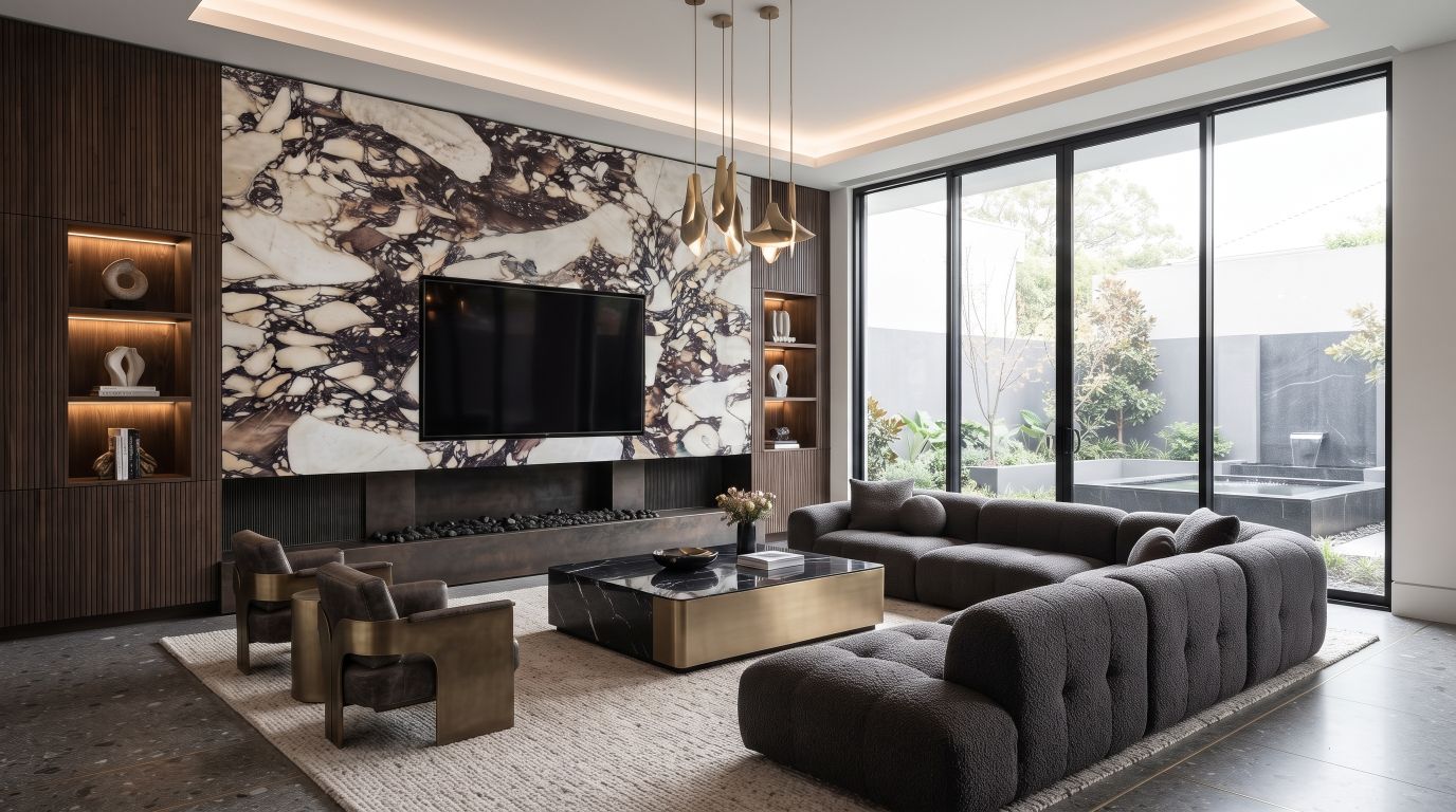 Calacatta Viola in a living room