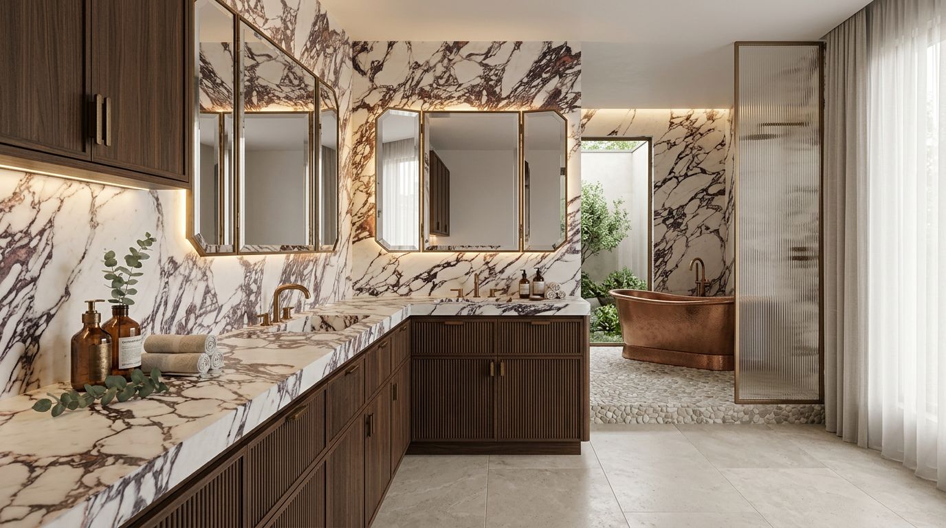 Calacatta Viola in a bathroom