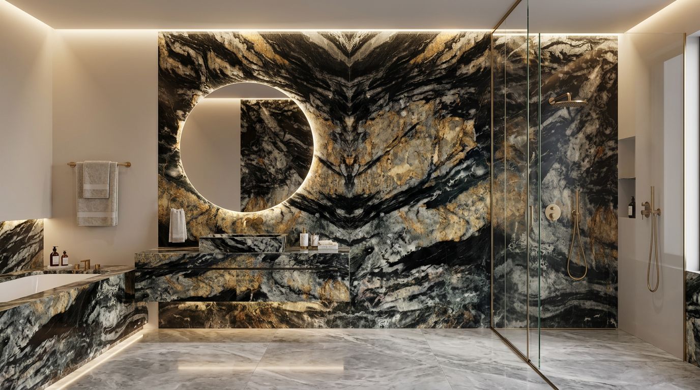 Posidien Black in a bathroom