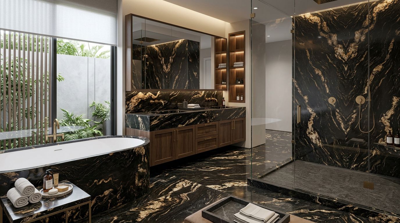 Titanium granite in a bathroom