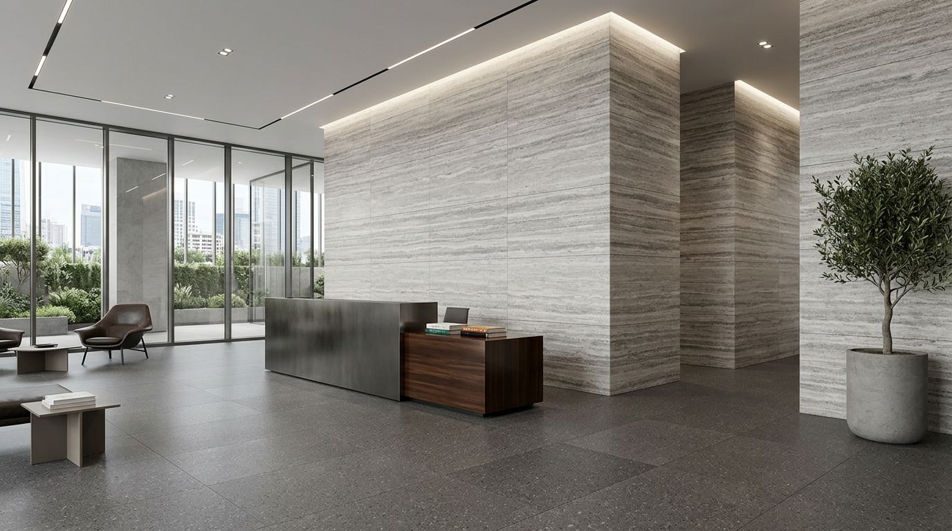 Travertino Titanium in a commercial space