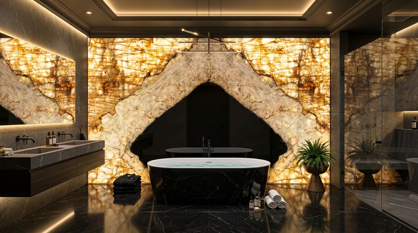 Patagonia Trio quartzite bathroom