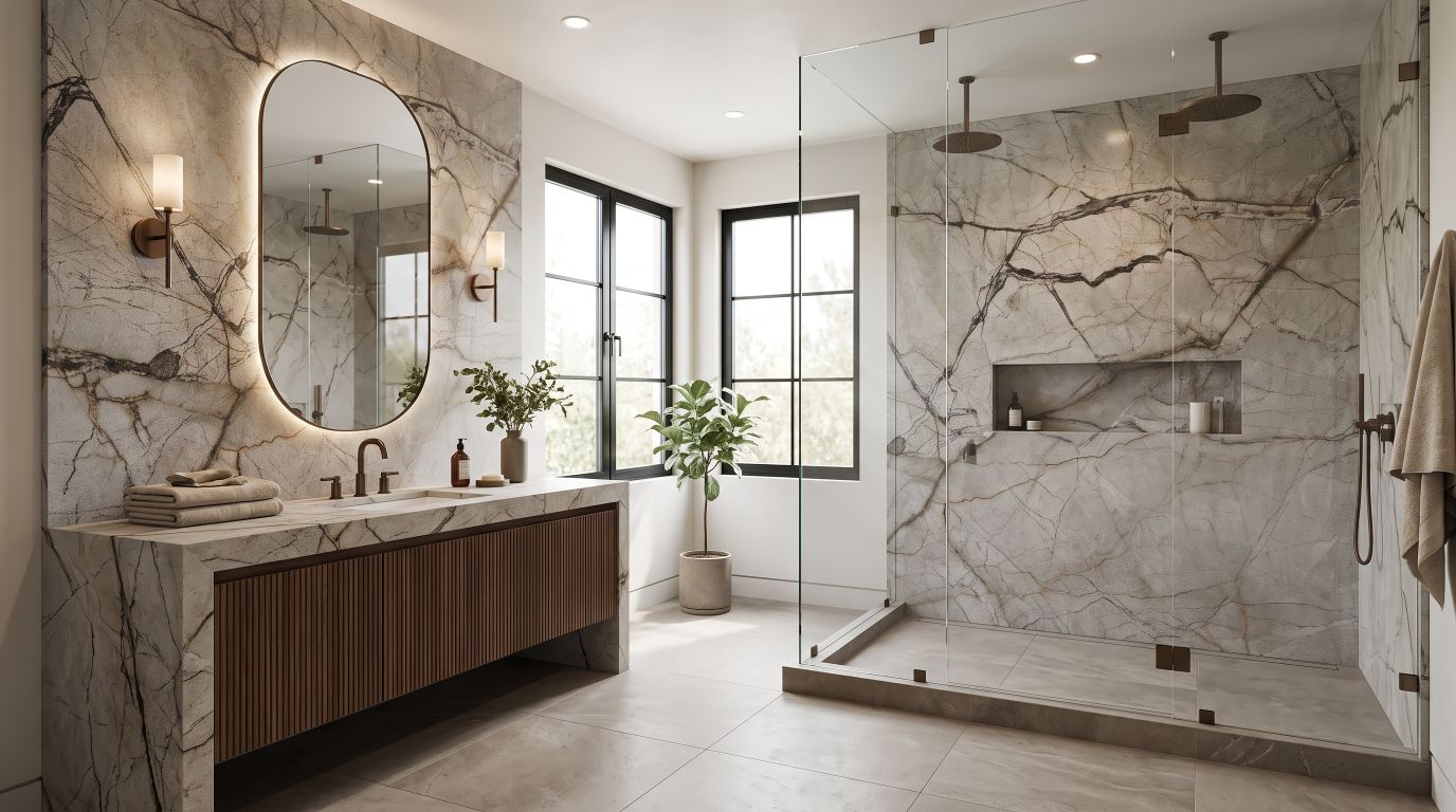 Silver Roots in a bathroom